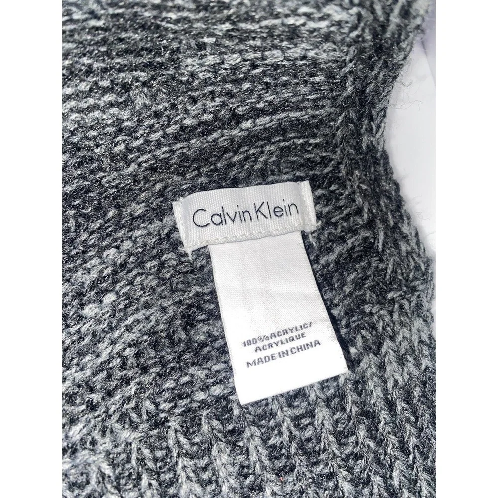 Calvin Klein Grey Unisex Knit Scarf 52in x 9.5in